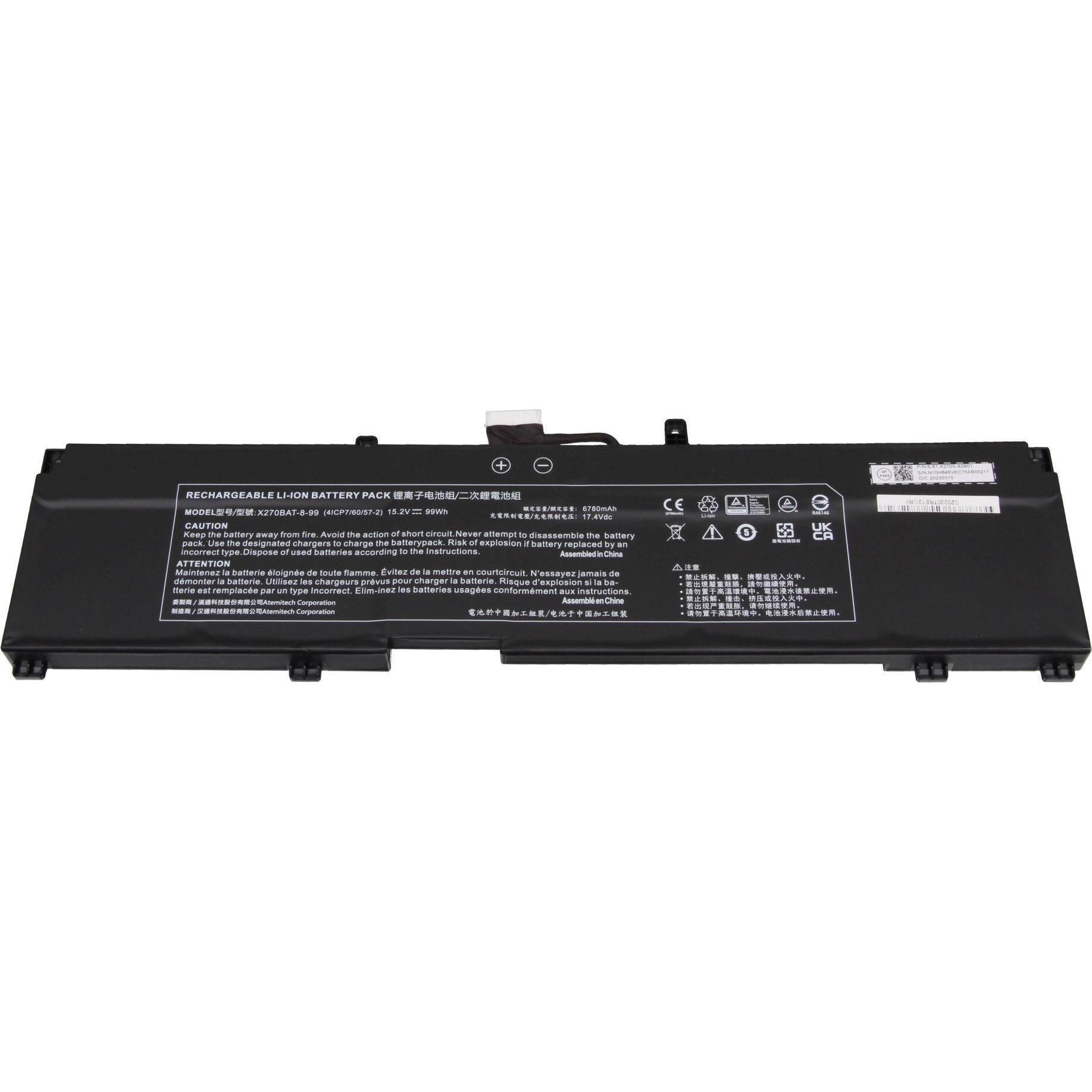 Clevo X270BAT (8 Zellen, 6780 mAh), Notebook Akku