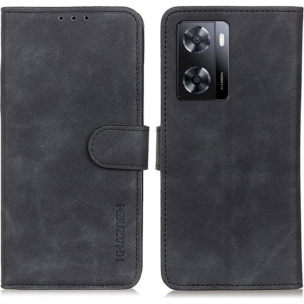 Cover-Discount OPPO A57s - Leder Etui Hülle schwarz (Oppo A57s), Smartphone Hülle, Schwarz