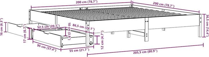 Image du produit vidaXL Bettgestell (200 x 200 cm)