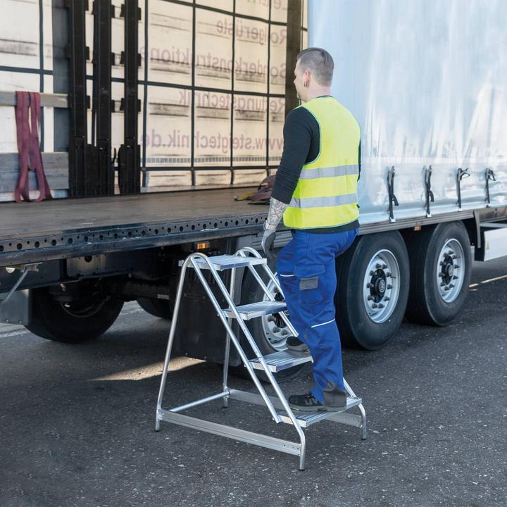 Produktbild Munk Arbeitspodest einseitig begehbar Aluminium geriffelt 3 Stufen (Gerüst, 76.70 cm)
