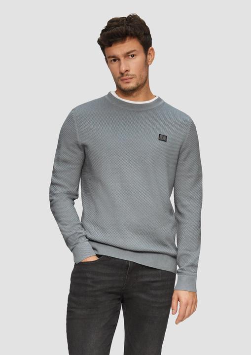 Produktbild S.Oliver Strickpullover Strukturierter Strickpullover mit Logo-Patch (XXL)
