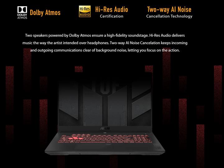Image du produit ASUS TUF Gaming A17 RTX 4050 (17.30", 512 Go, 16 Go, DE, AMD Ryzen 7 7735HS)