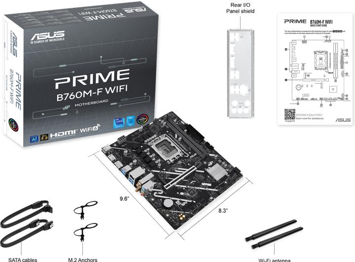 Productafbeelding ASUS MB PRIME B760M-F WIFI (LGA 1700, Intel B760, Micro ATX (mATX))