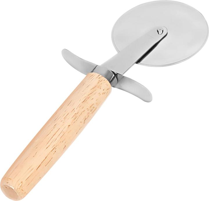 Cheffinger Pizzateller mit Pizzaschneider Holz Inox