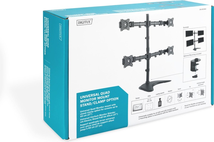 Actual product image Digitus Universal quadruple monitor holder (Table, 27")