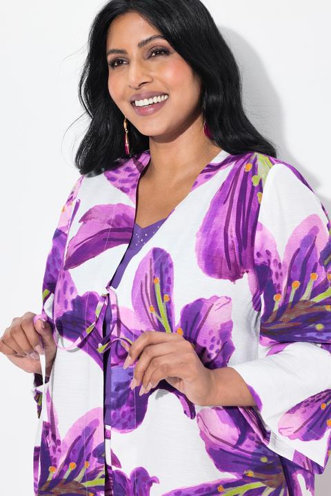 Produktbild Ulla Popken Jacke, Blüten, V-Ausschnitt, 3/4-Arm (46, 48)