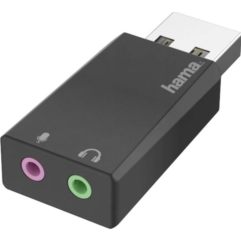 Hama USB-Soundkarte (USB 2.0), Soundkarte, Schwarz