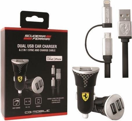 Produktbild Ferrari 2in1 Car Charger Pack MFI Fast Charge - black