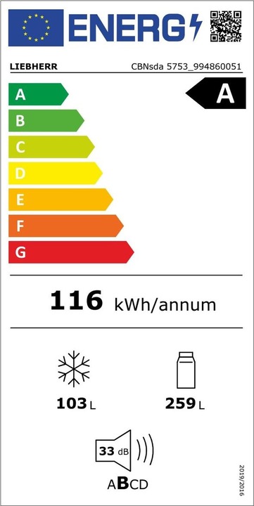 Energy Label Liebherr CBNsda 5753 Prime (362 l)