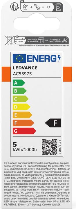 Etichetta energetica Osram Lampade Classiche A LED Smerigliate (E14, 4.90 W, 470 lm, 6 x, F)