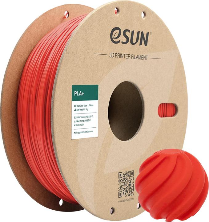 Produktbild eSUN PLA+ 1,75mm Red 1kg 3D Filament (PLA+, 1.75 mm, 1000 g, Rot)