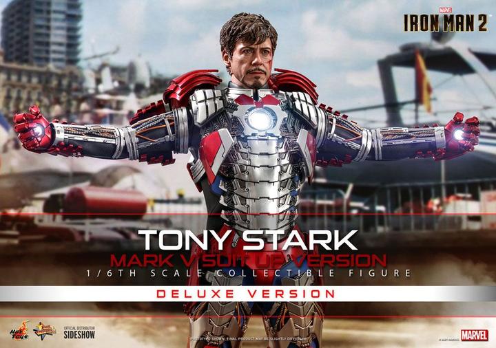 Actual product image Hot Toys Movie Masterpiece 1/6 Tony Stark (Mark V Suit Up Version) Deluxe