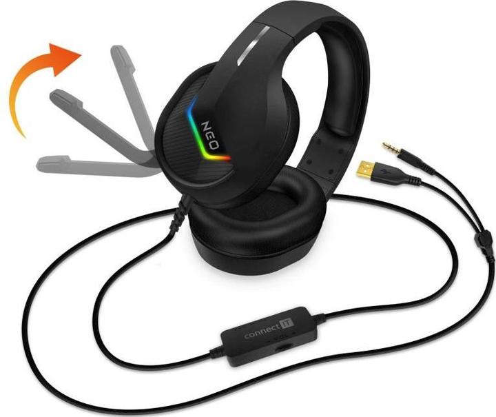 Image du produit Connect IT NEO schwarz / Gaming-Kopfhörer / Mikrofon / 3,5-mm-Klinke + USB (Filaire)