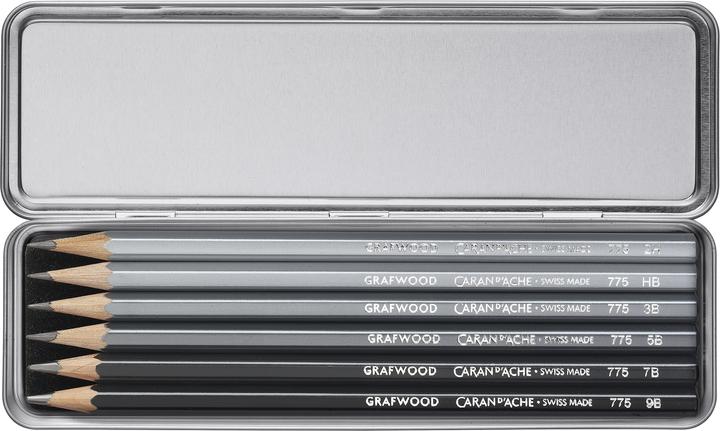 Actual product image Caran d'Ache Graphite Line Grafwood Metallschachtel (3.60 mm, 2H, HB, 5B, 3B, 9B, 7B, 6 x)