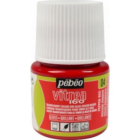 Pebeo, Künstlerfarbe + Bastelfarbe, Vitrea 160 Glänzendefarben (Pimentrot, 45 ml)