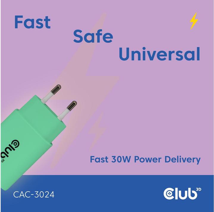 Actual product image Club 3D Club3D Lifestyle Ladegerät USB-C 30Watt, 2Stk grün retail (30 W, 1 portion)