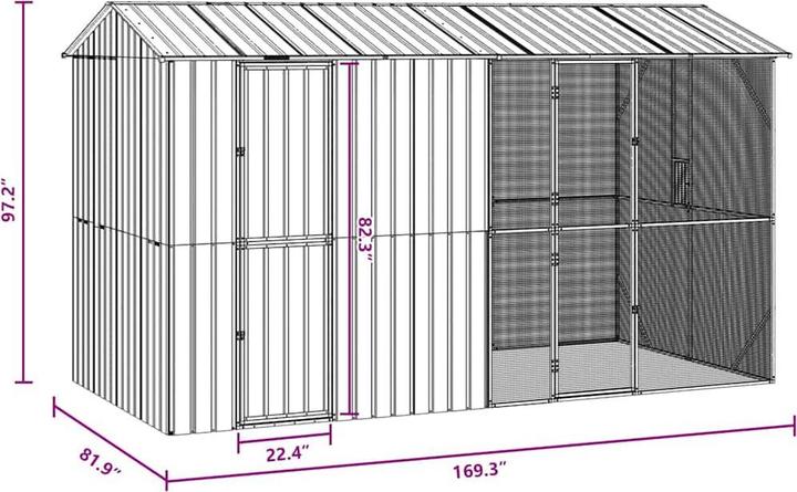 Actual product image vidaXL Aviary with extension anthracite 210x442x247 cm steel