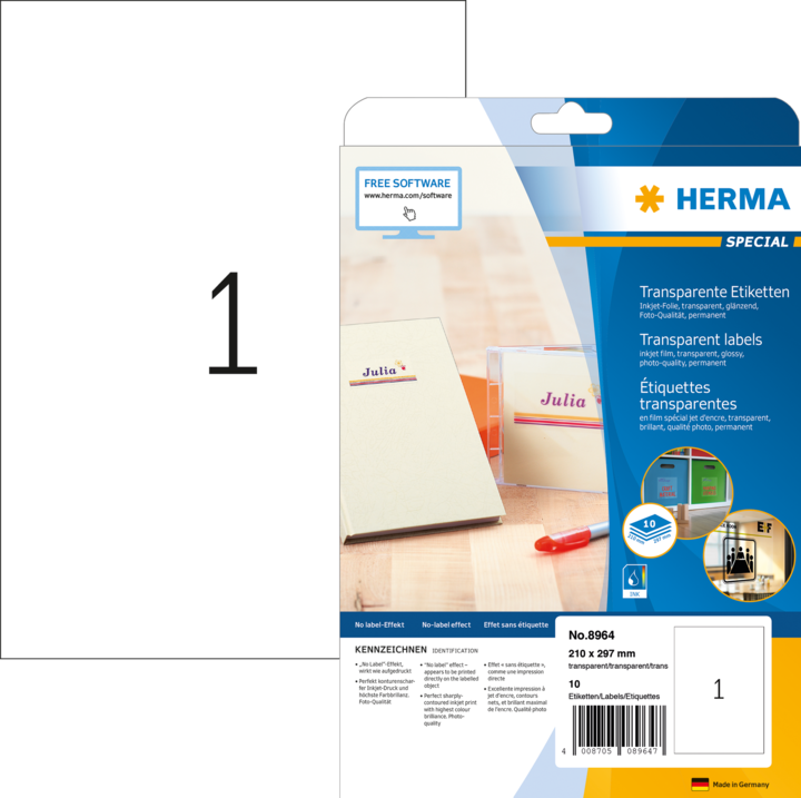 Produktbild Herma Transparente Inkjet Etiketten A4
