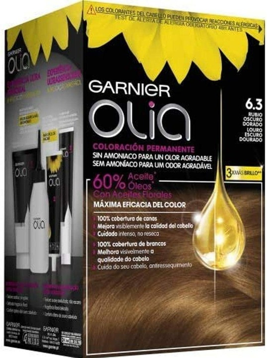Garnier OLIA Coloración Permanente #6,3 Rubio Oscuro Dorado 4 pz (7,3 Golden Dark Blonde)