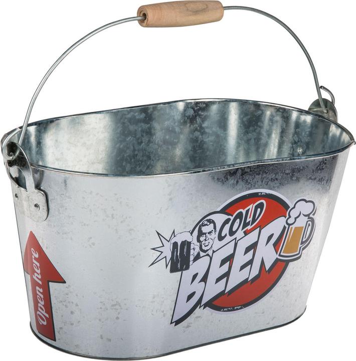 Actual product image Ootb Oval metal bucket Cold Beer 33x20cm bottle opener