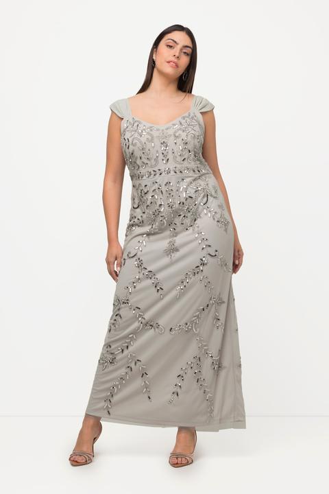 Produktbild Ulla Popken Trägerkleid, Pailletten, A-Linie, V-Ausschnitt, ärmellos (48)