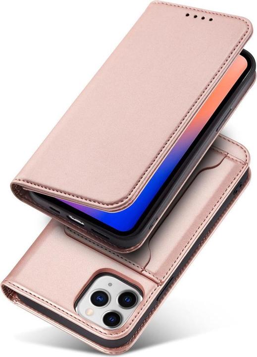 Image du produit Hurtel Etui Magnétique pour iPhone 12 Pro Pochette Portefeuille Carte Stand Rose (Apple iPhone 12 Pro)