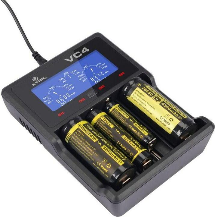 Productafbeelding Xtar VC4SL batterijlader voor Li-ion / Ni-MH / Ni-CD 18650 cilindrische batterijen (1 Pcs., 14500, 16340, 18500, 18650, 21700, 26650, AAA, AA, Lader zonder batterij)
