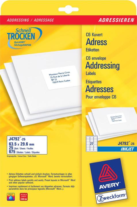 Produktbild Avery Adress-Etiketten