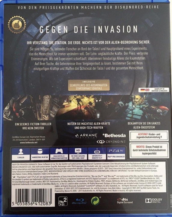 Produktbild Sony Prey PlayStation 4, 100% Uncut, PS4, DE-Version (PS4, DE)