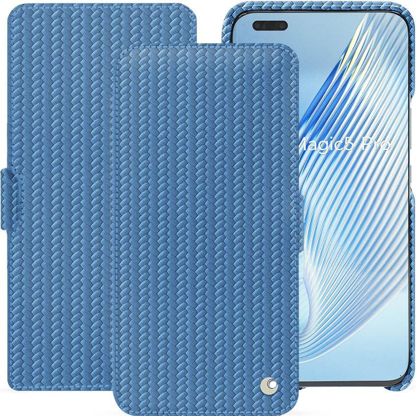 Noreve Lederschutzhülle horizontal (Honor Magic5 Pro), Smartphone Hülle, Blau
