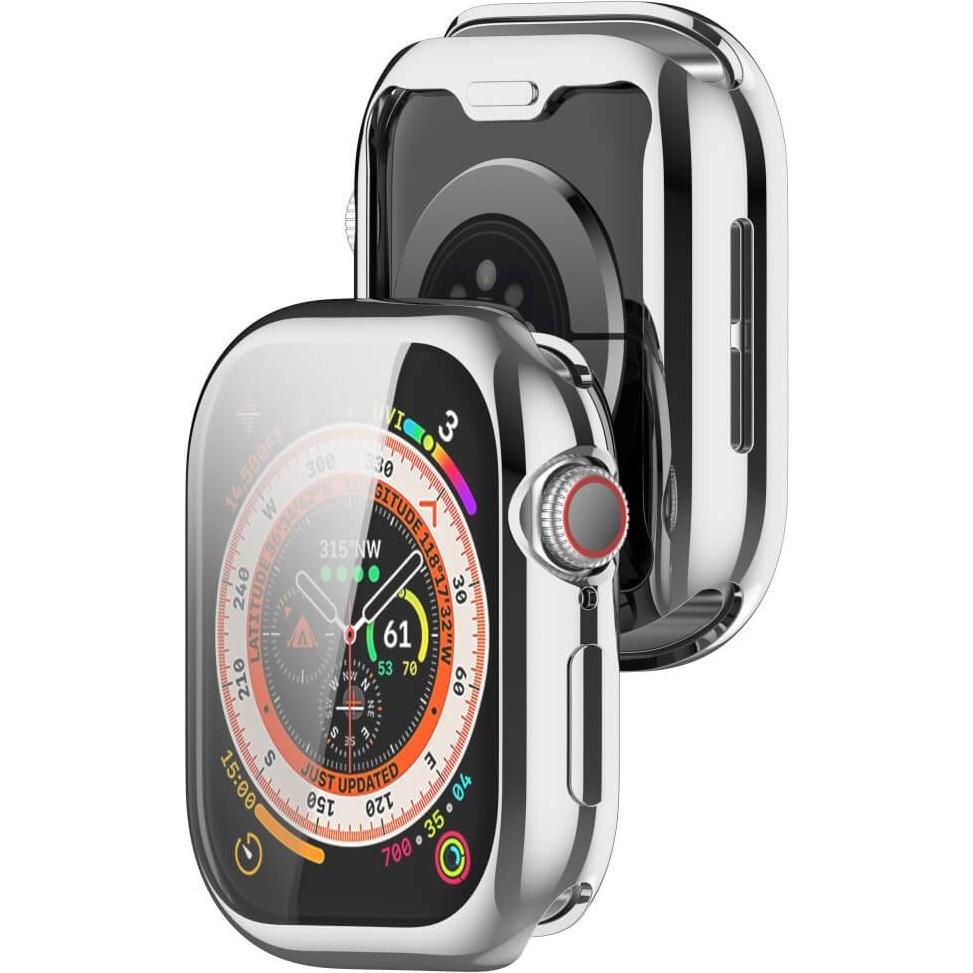 Thumbnail - Cover-Discount Apple Watch 10 - 46mm - Gummi Schutz Case Metall-Look, Smartwatch Zubehör, Silber