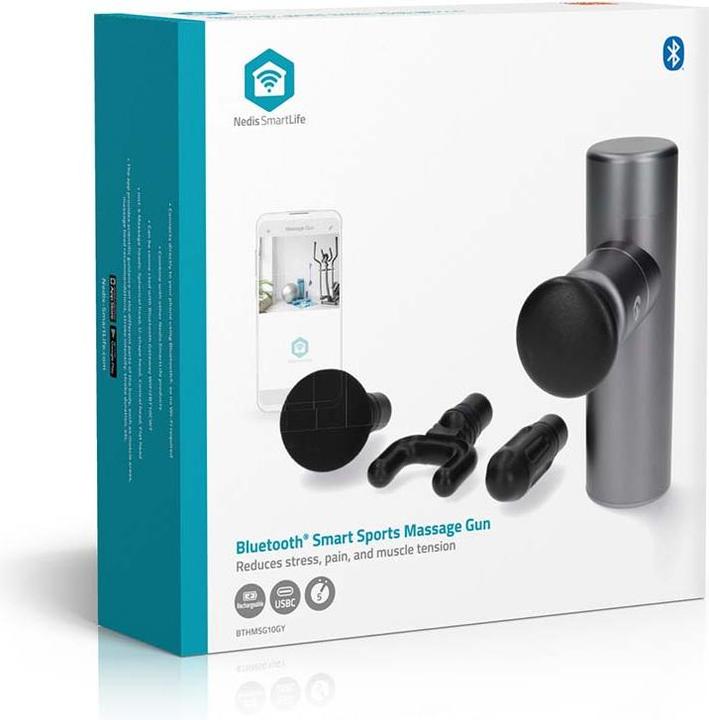 Image du produit Nedis Pistolet de massage SmartLife Sport - Fonctionne sur batterie - Rechargeable - 5 modes de massage - (5 Marches, 600 min)