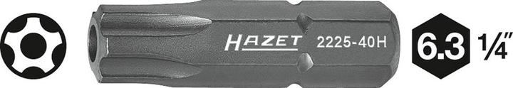 Actual product image HAZET 5-star bit 2225-27H ∙ Hexagon, solid 6.3 (1/4 inches) ∙ Inside 5-star profile with pin ∙ 27H (27H)