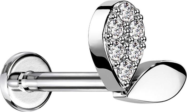 Produktbild Star Piercing Micro Labret Innengewinde silber Herzspross Kristalle silber (Messing, Chirurgenstahl 316L)