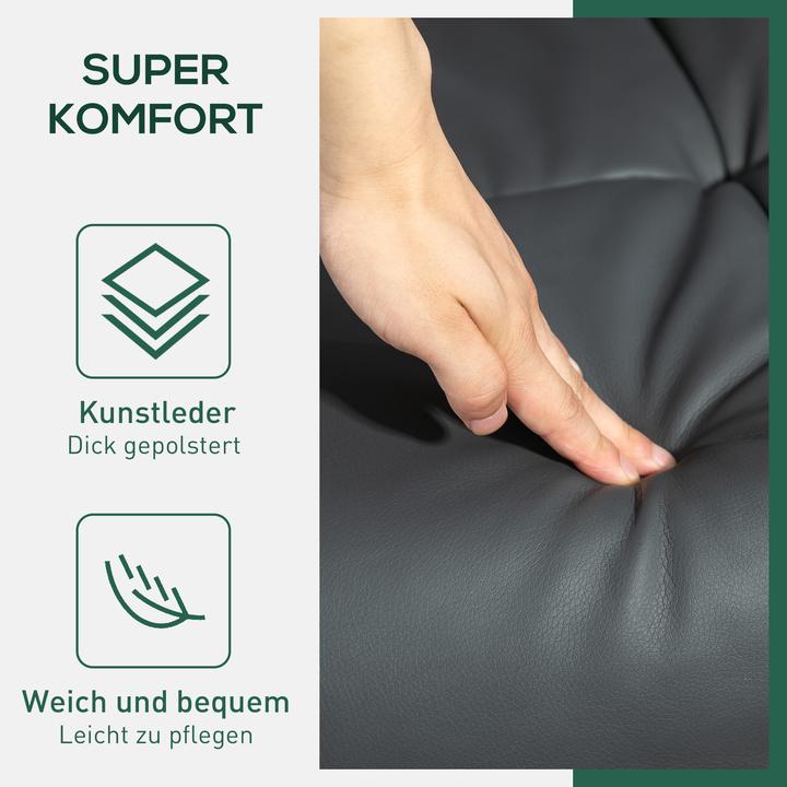 Actual product image Homcom Relaxsessel mit Hocker Holz, Kunstleder Dunkelgrau