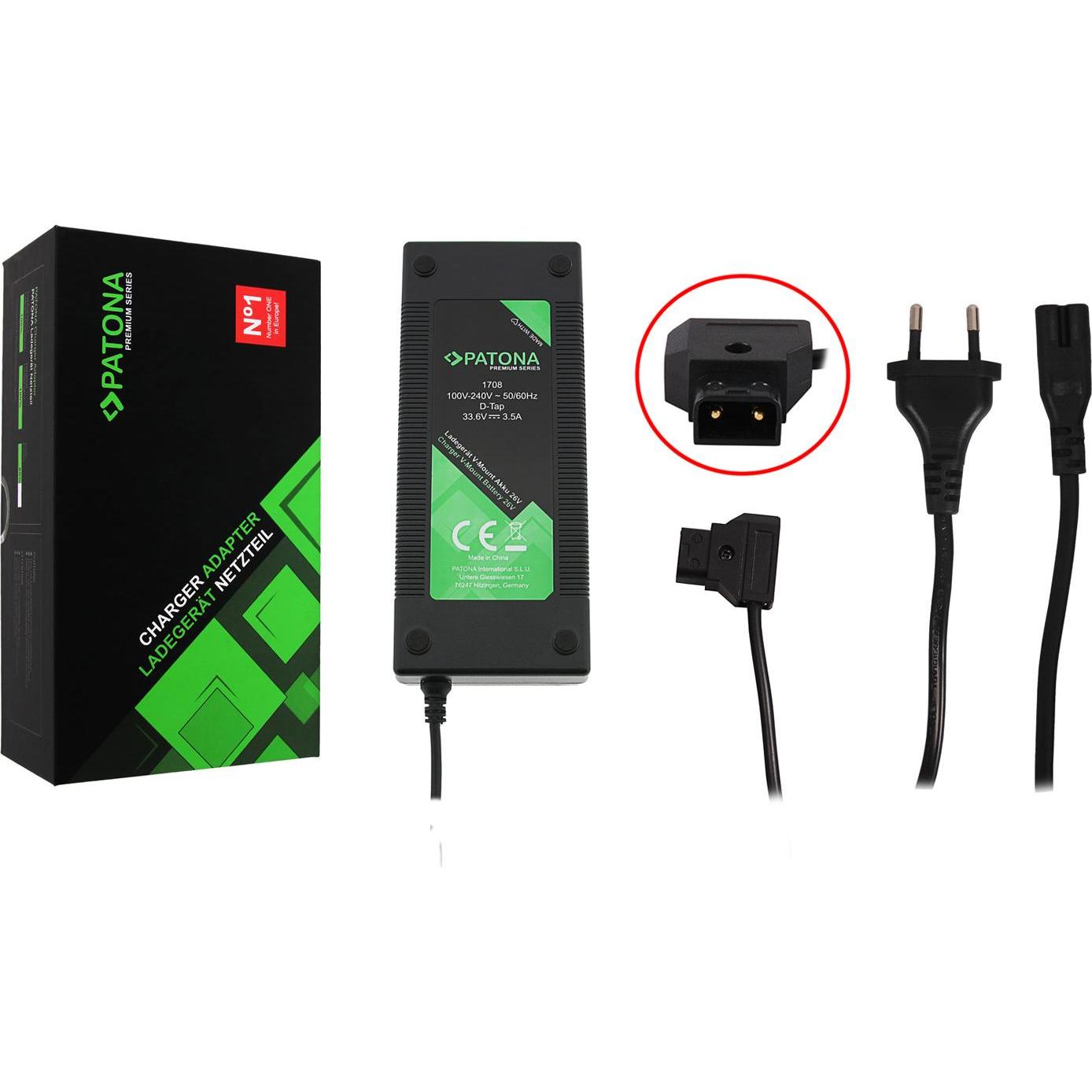 Patona Premium V-Mount Charger 26V D-TAP (Adattatore per la batteria della fotocamera), Alimentatore fotocamera, Nero