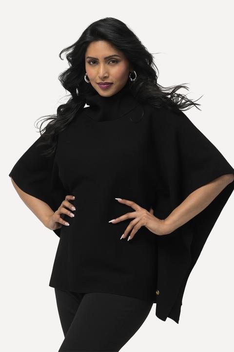 Produktbild Ulla Popken Poncho-Pullover, Oversized, Rollkragen, ärmellos (42, 44, 46, 48)