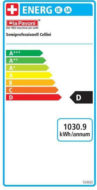 Energie-Label La Pavoni Mini Cellini, Weiss / Eiche