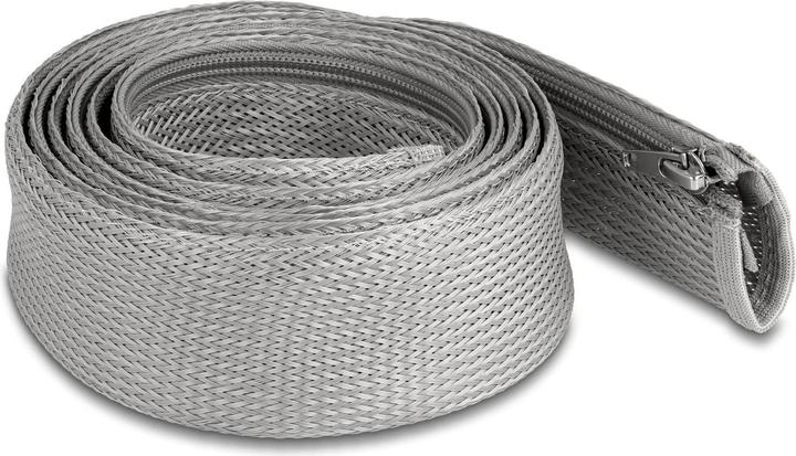 Produktbild Delock Geflechtschlauch mit Reissverschluss hitzebeständig 2 m x 50 mm grau (Kabelschlauch, 200 cm)