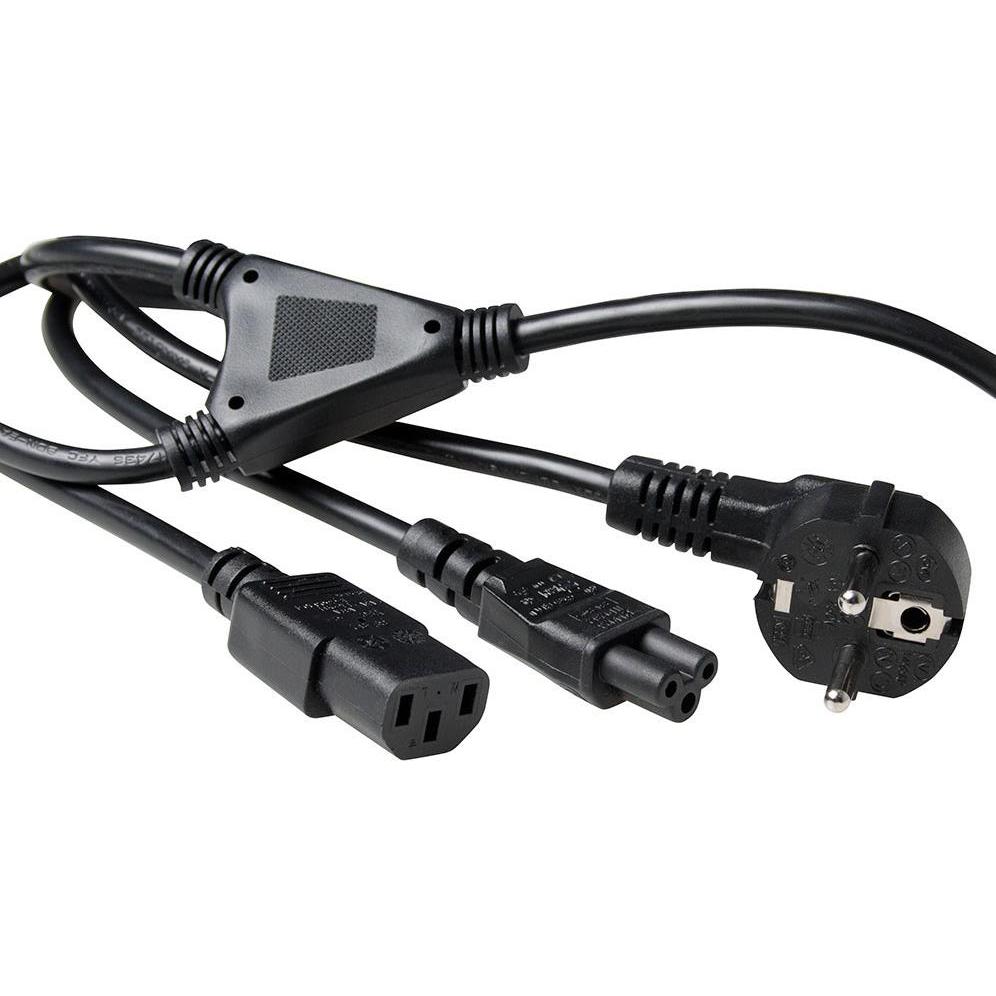 ACT, Verlängerungskabel, Powercord split cable mains connector CEE7/7 male (angled) (1.80 m, CEE 7/7)