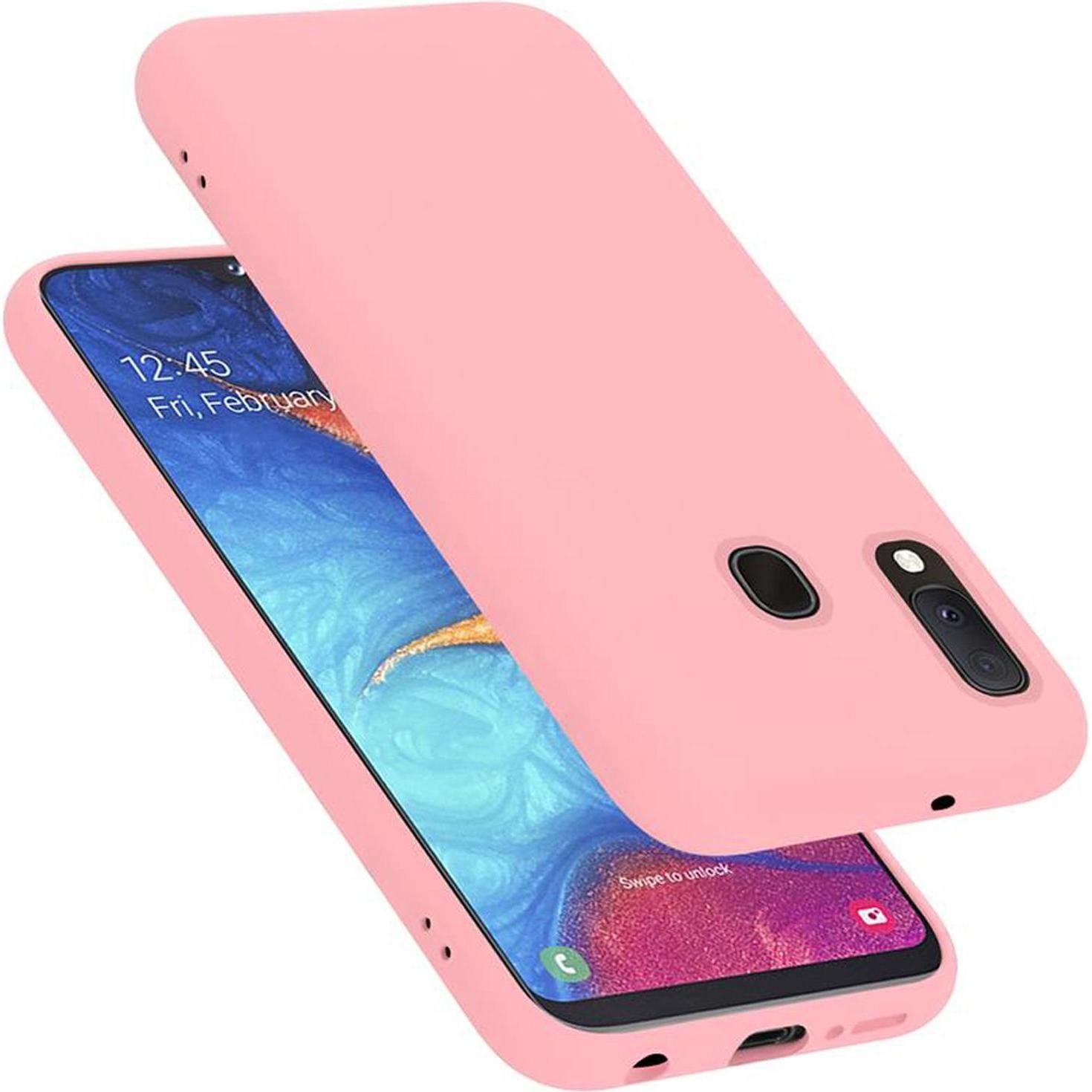 Cadorabo TPU Liquid Silicone Case Cover (Samsung Galaxy A20e), Smartphone Hülle, Rosa