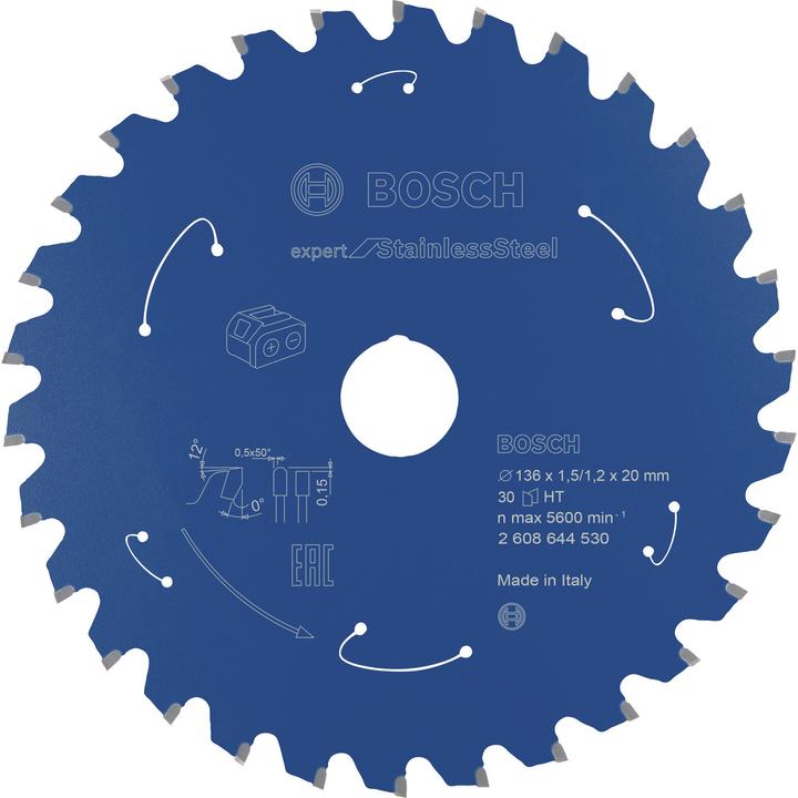 Actual product image Bosch Professional Zubehör Cordless circular saw blade Expert for Stainless Steel, 136 x 1.5/1.2 x 20, 30 teeth