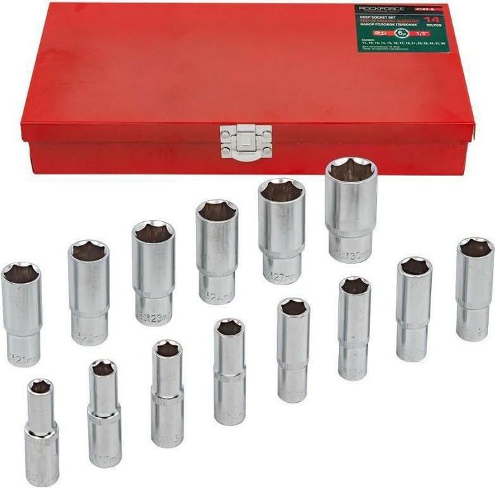 No Name ROCKFORCE LANGE 6-KANT-STECKSCHLÜSSEL. 14 Stück 1/2 11-30mm (11 mm, 12 mm, 13 mm, 14 mm, 15 mm, 16 mm, 17 mm, 18 mm, 19 mm, 20 mm, 21 mm, 22 mm, 23 mm, 24 mm, 25 mm, 26 mm, 27 mm, 28 mm, 29 mm, 30 mm)