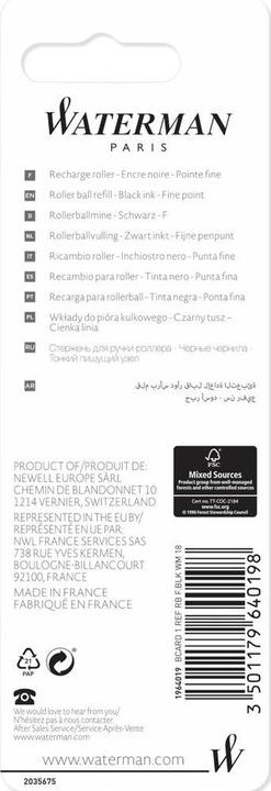 Produktbild Waterman Rollerballmine (Schwarz, 0.40 mm, 1 Stk.)
