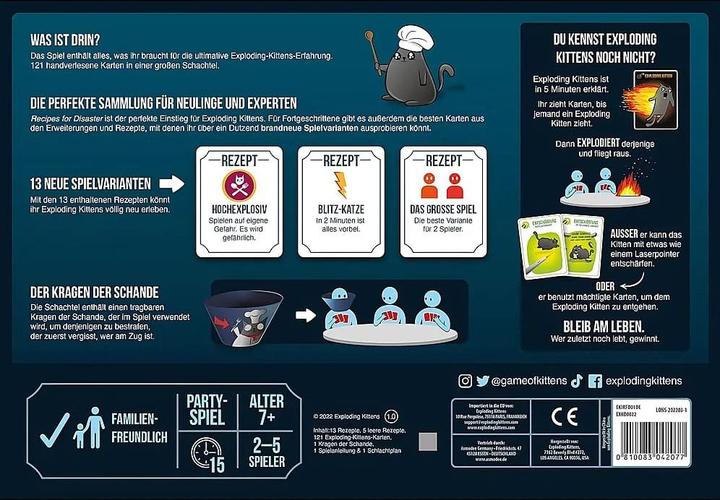 Actual product image Asmodée EXKD0022 - Exploding Kittens: Recipes for Disaster, for 2-5 players, ages 7+ (DE edition) (German, 2 - 5 Players)