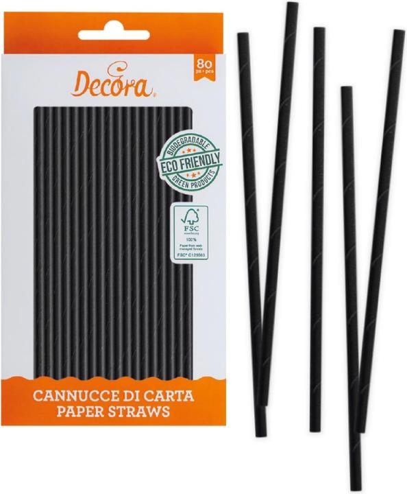 Decora Papierstrohhalme - Schwarz (80St.) (80x)