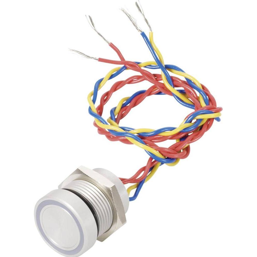 Saia-Burgess Piezo-Taster 18mm silber, Taster + Schalter, Silber