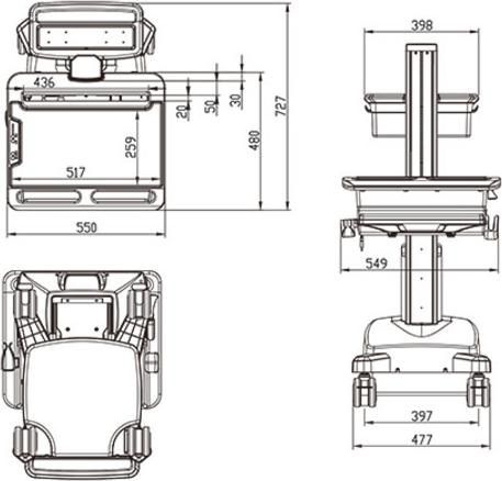 Produktbild Multibrackets PC/Laptop-Wagen Workstation Cart NB mit Batteriepack
