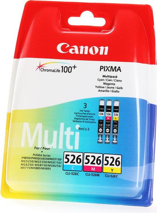 Actual product image Canon CLI-526 Ink Cartridge C/M/Y Pack (M, C, Y)