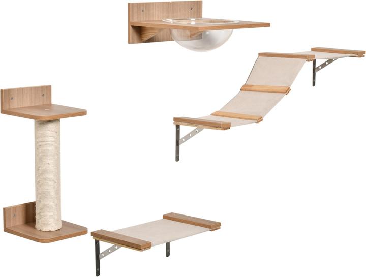 Produktbild PawHut Katzenkletterwand bestehend aus 4 Teilen (Hellbraun)